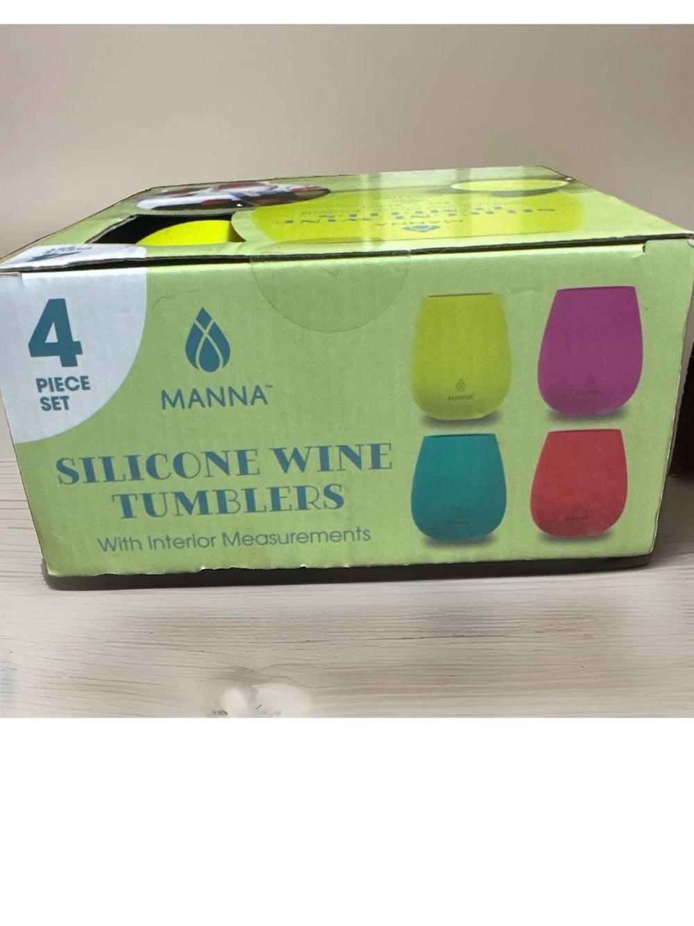 Manna Silicone Wine Tumblers - Bright Yellow, Pink , Blue & Coral (4-Piece Set)